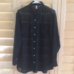 American apparel black chiffon button down top